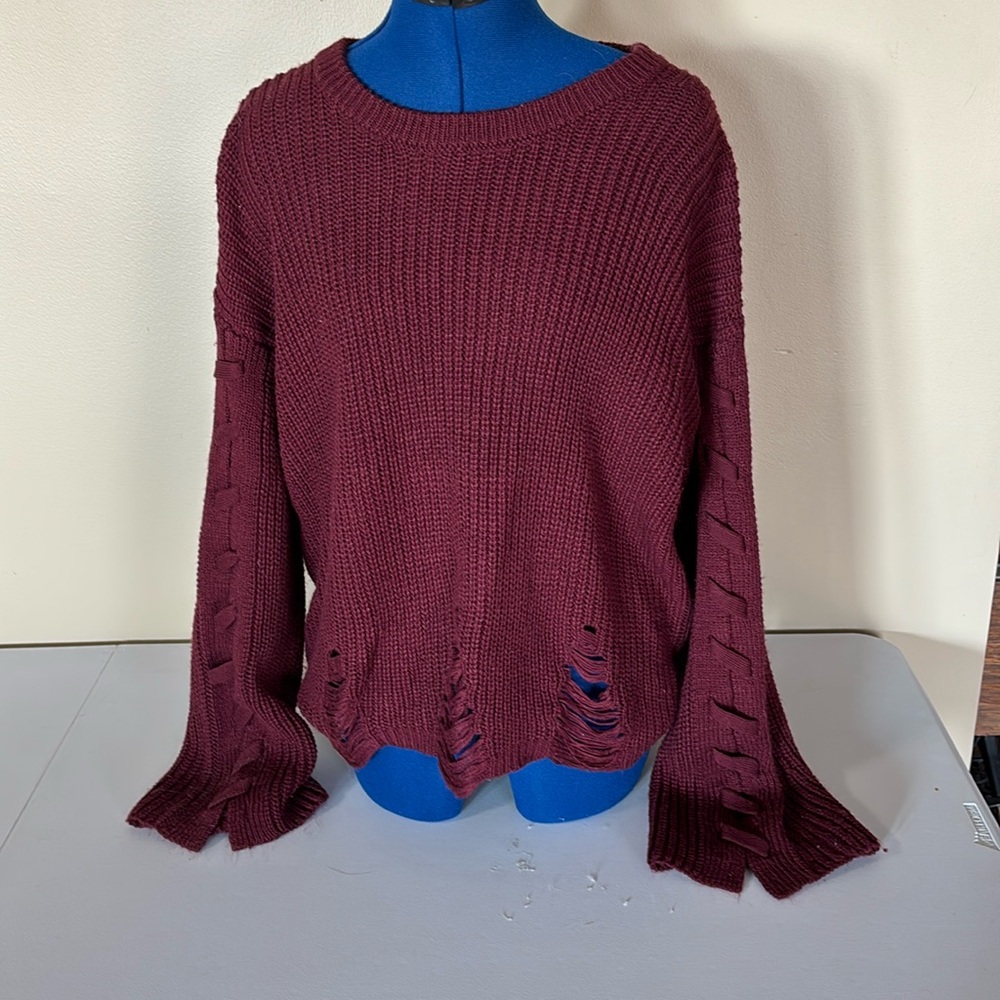 Daytrip Distressed Oversized Crewneck